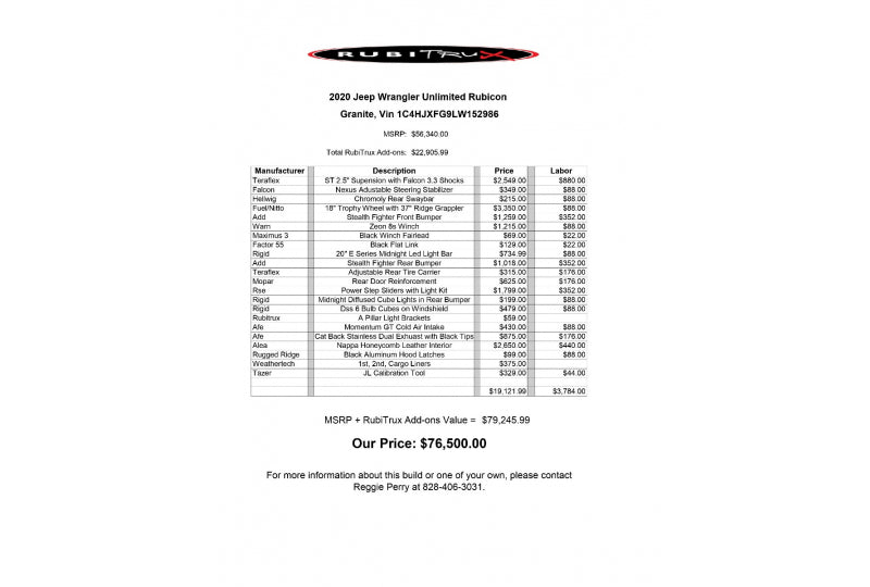 2020 Jeep Wrangler Unlimited Rubicon JL Granite Crystal - SOLD