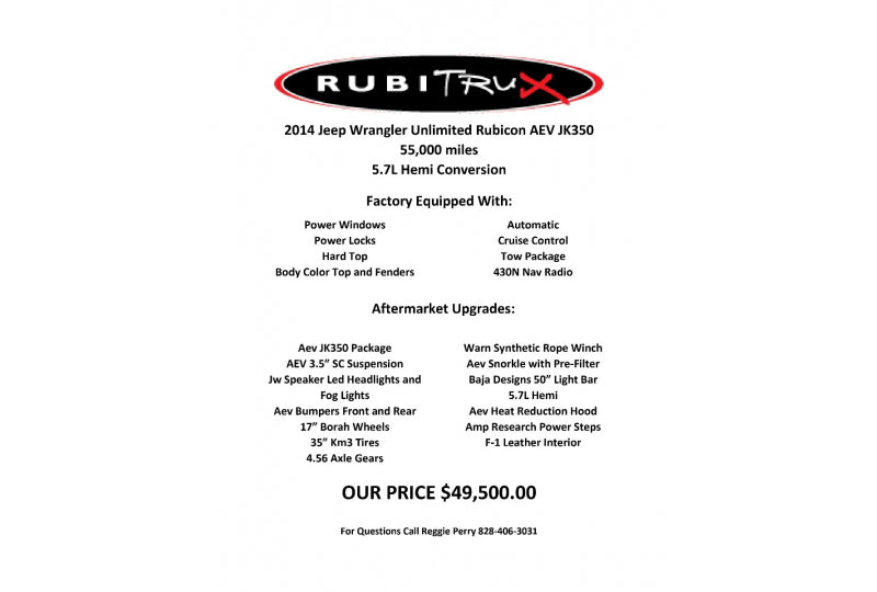 2014 Jeep Wrangler Unimited Rubicon AEV JK350 Black - SOLD