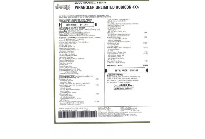 2020 Jeep Wrangler Unlimited Rubicon JL Granite Crystal - SOLD