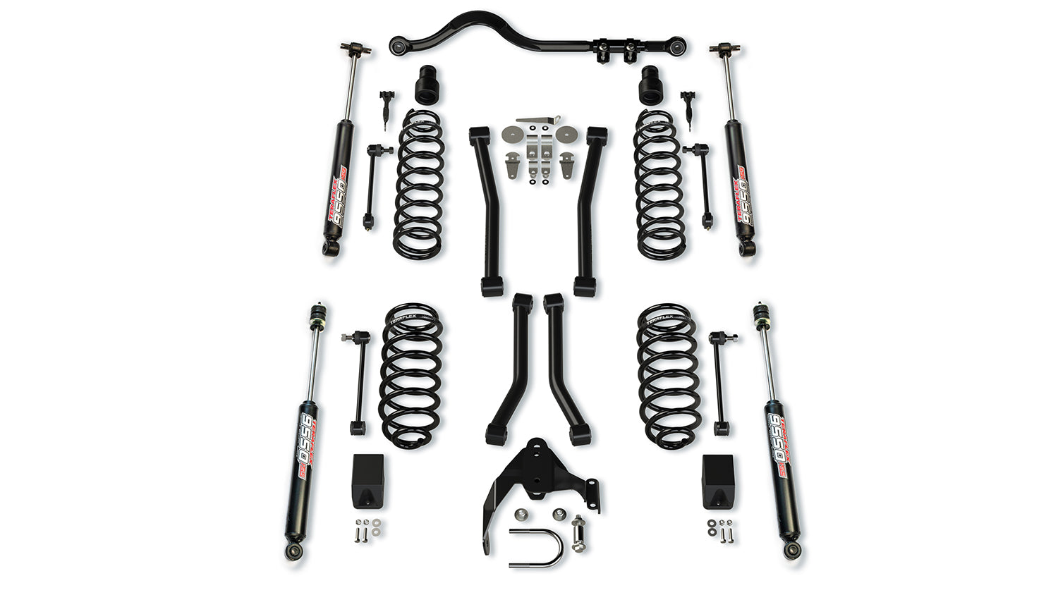 07-18 Wrangler JK 2 Door 3 Inch Suspension System w/ 4 Sport Control Arms & 9550 VSS Twin-Tube TeraFlex