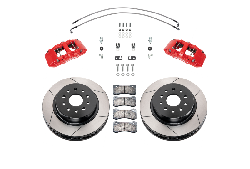 Wilwood Aero6-DM Front Brake Kit Slotted Red; Jeep JL & JT