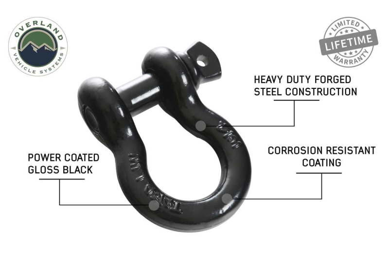 OVS Recovery Shackle 3/4" 4.75 Ton - Black