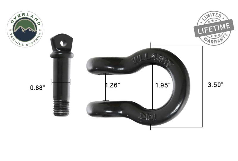 OVS Recovery Shackle 3/4" 4.75 Ton - Black