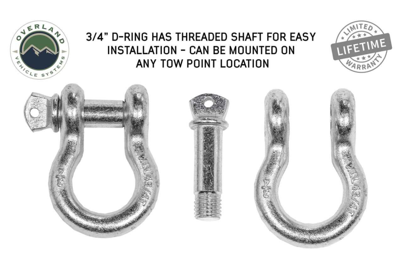 OVS Recovery Shackle 3/4" 4.75 Ton Zinc - Pair