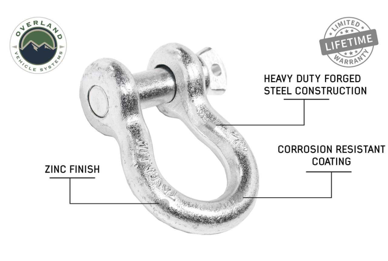 OVS Recovery Shackle 3/4" 4.75 Ton Zinc - Pair