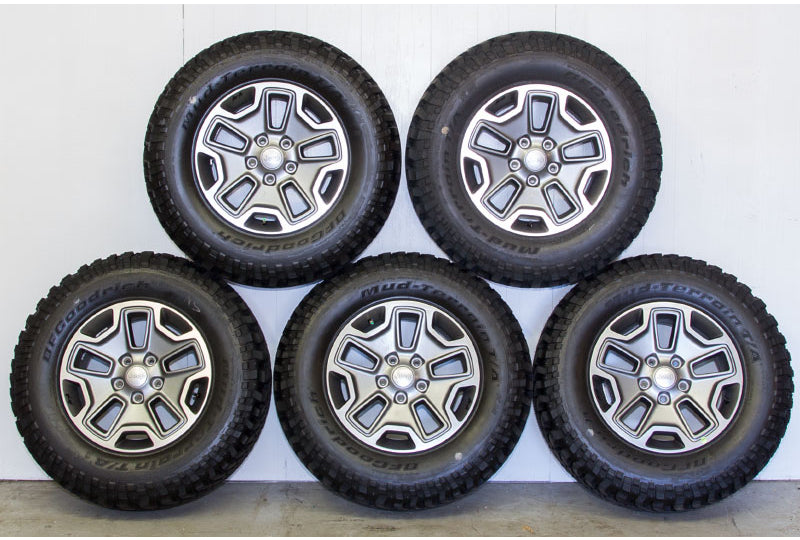 Set of 5 2014 Jeep Wrangler Rubicon Wheels and Tires