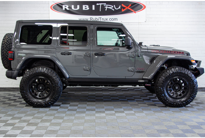 Passenger side shot of this 2020 Jeep Wrangler Unlimited Rubicon JL Hellcat HEMI Sting Gray