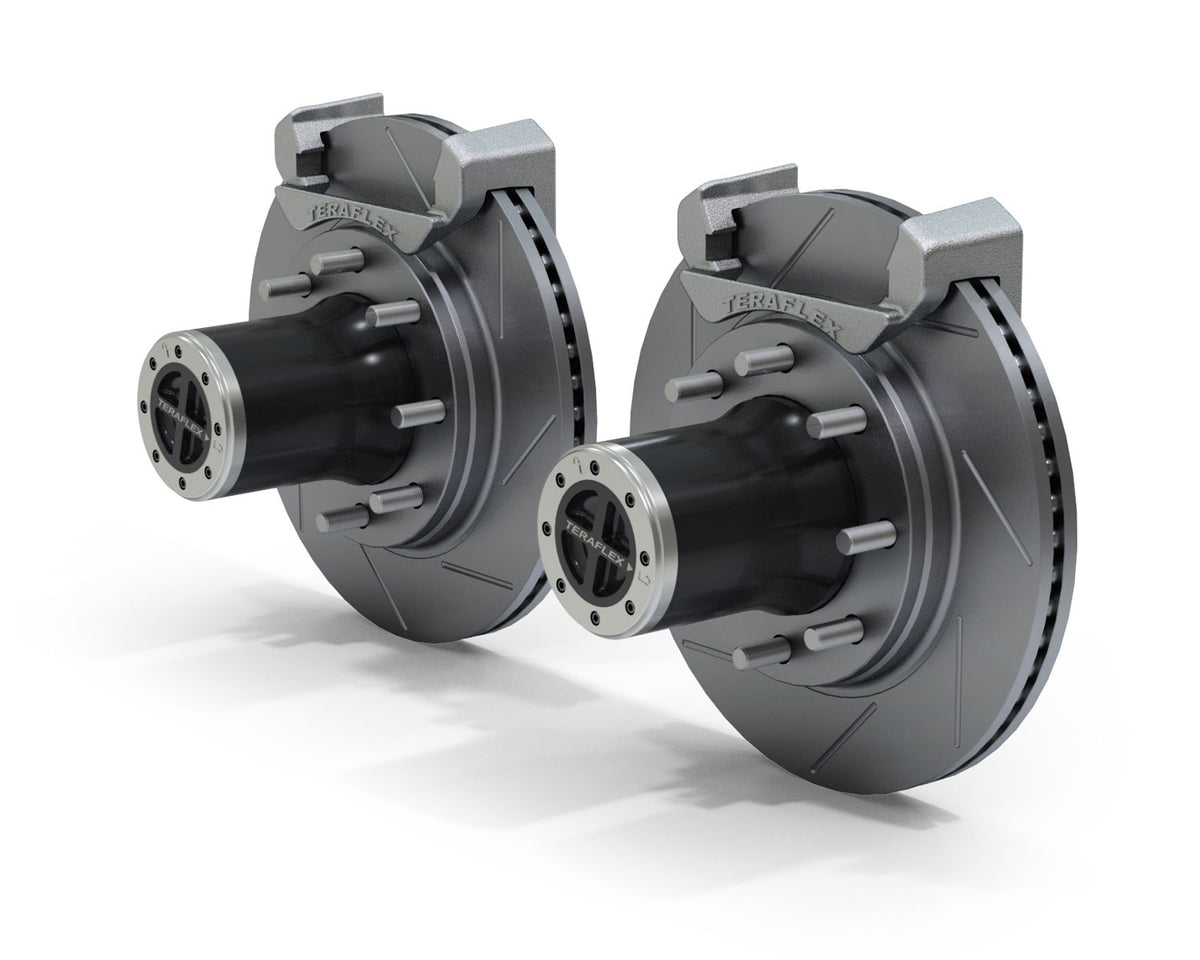 07-18 Wrangler JK Dana 30/44 Front Axle 8-Lug Locking Hub Conversion Kit w/ Slotted Big Rotors TeraFlex