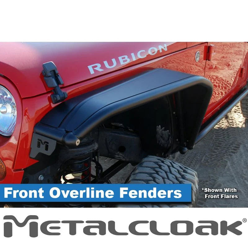 Metalcloak JK Wrangler Overline Tube Fender - Front - All Powdercoated