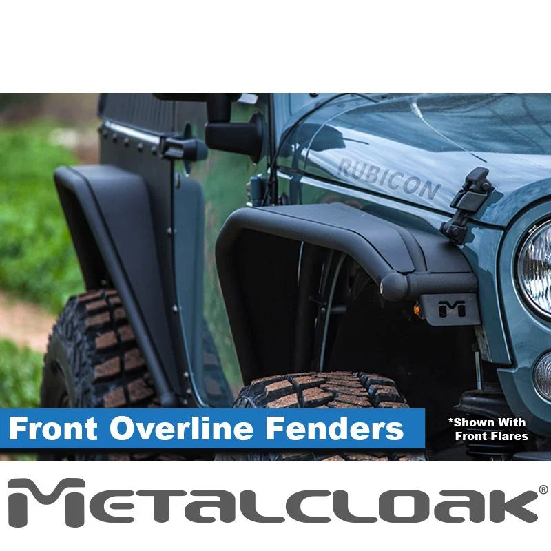 Metalcloak JK Wrangler Overline Tube Fender - Front - All Powdercoated