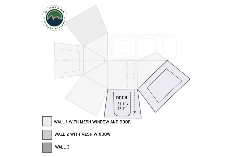 OVS HD Nomadic 270 Awning Wall 1 - Door, Window, Passenger