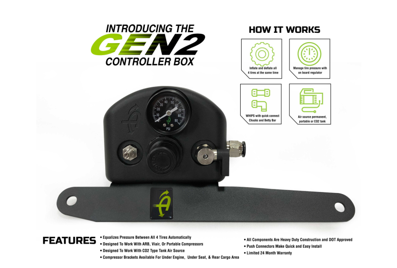 Auto Inflation System Box OVS JL 4-Tire Inflation System Black Mount & Bag | RubiTrux