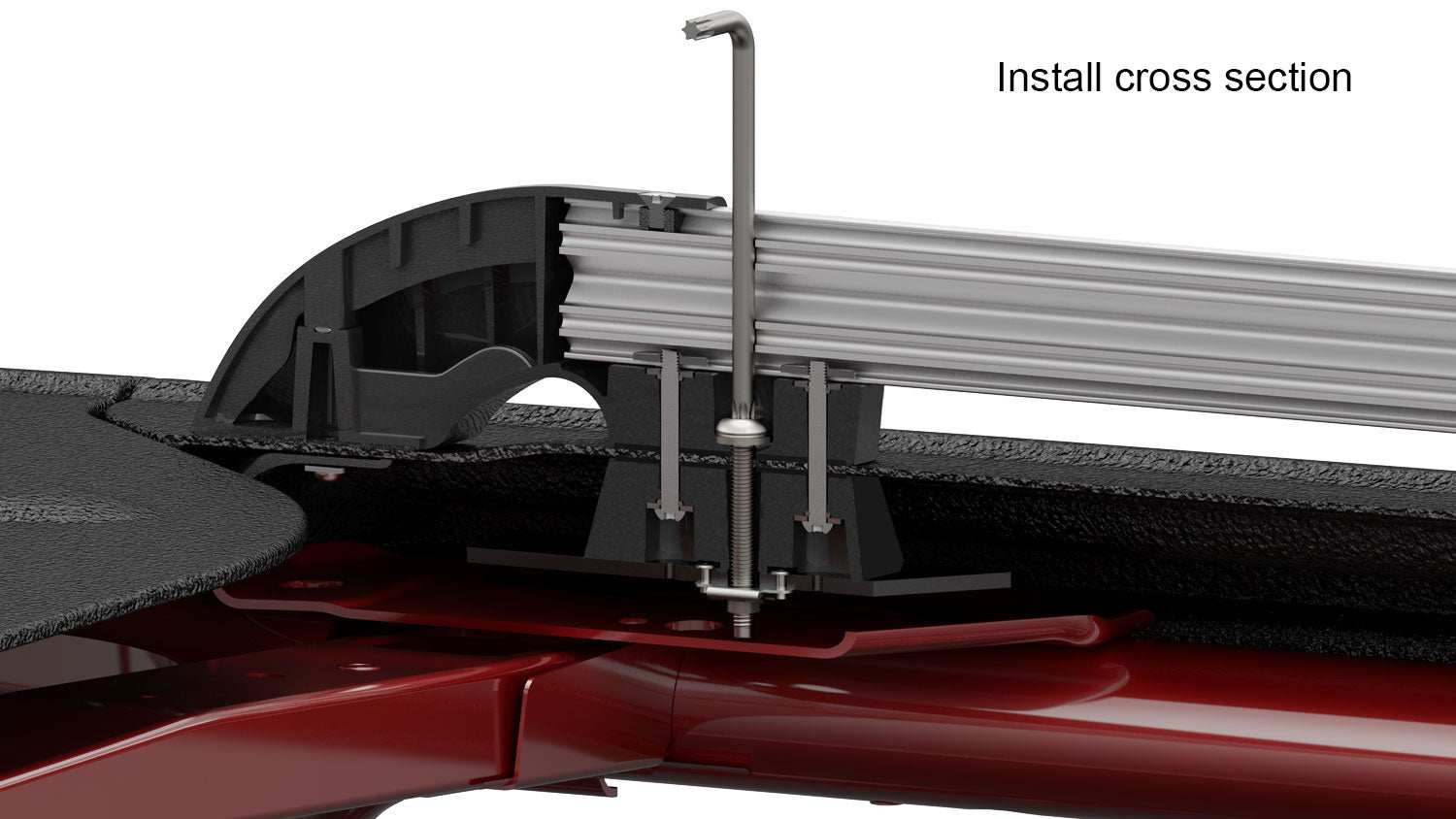 07-18 Wrangler JK 4 Door Nebo Roof Rack Main Rail Kit Black TeraFlex