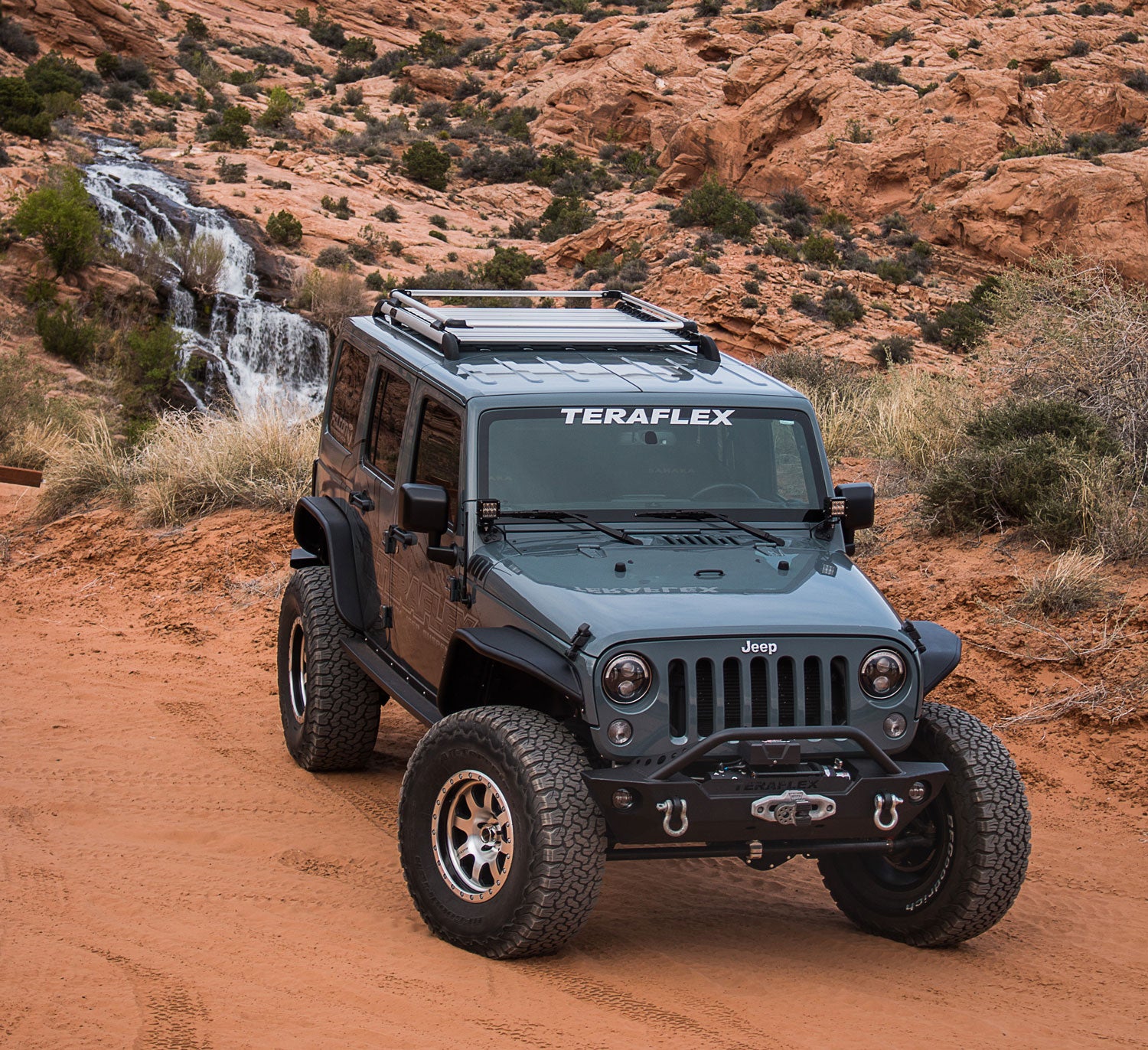 07-18 Wrangler JK 4 Door Nebo Roof Rack Raised Rail Kit Silver TeraFlex