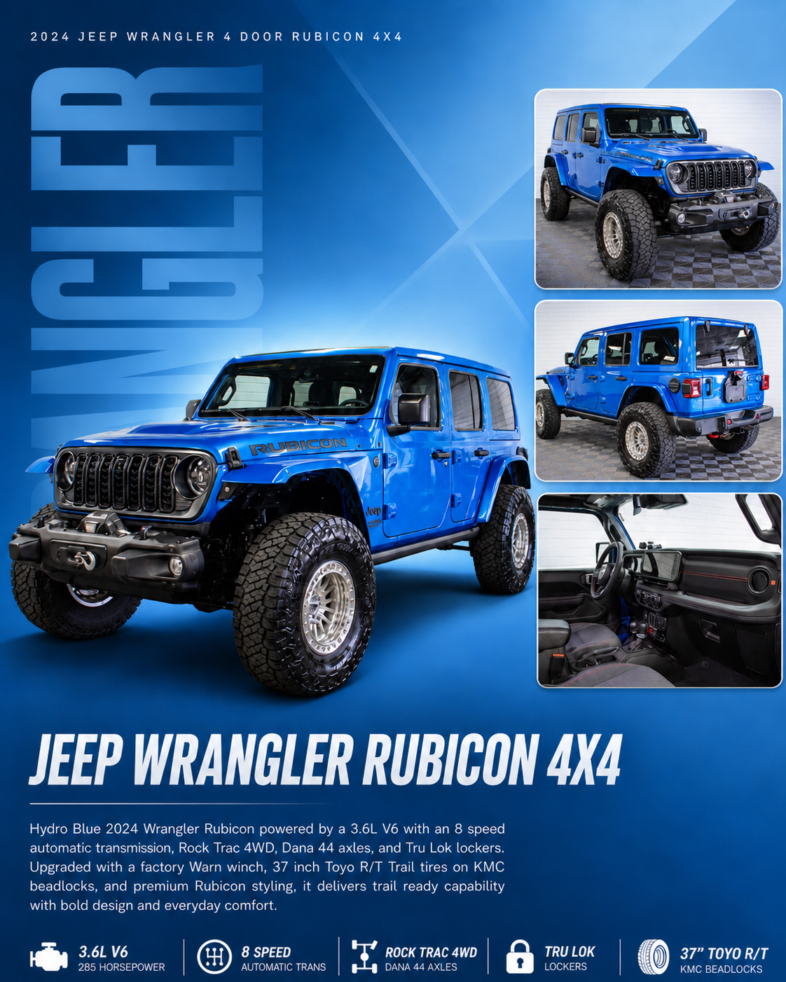 2024 Jeep Wrangler JLU Rubicon Power Top Hydro Blue, 15k Miles