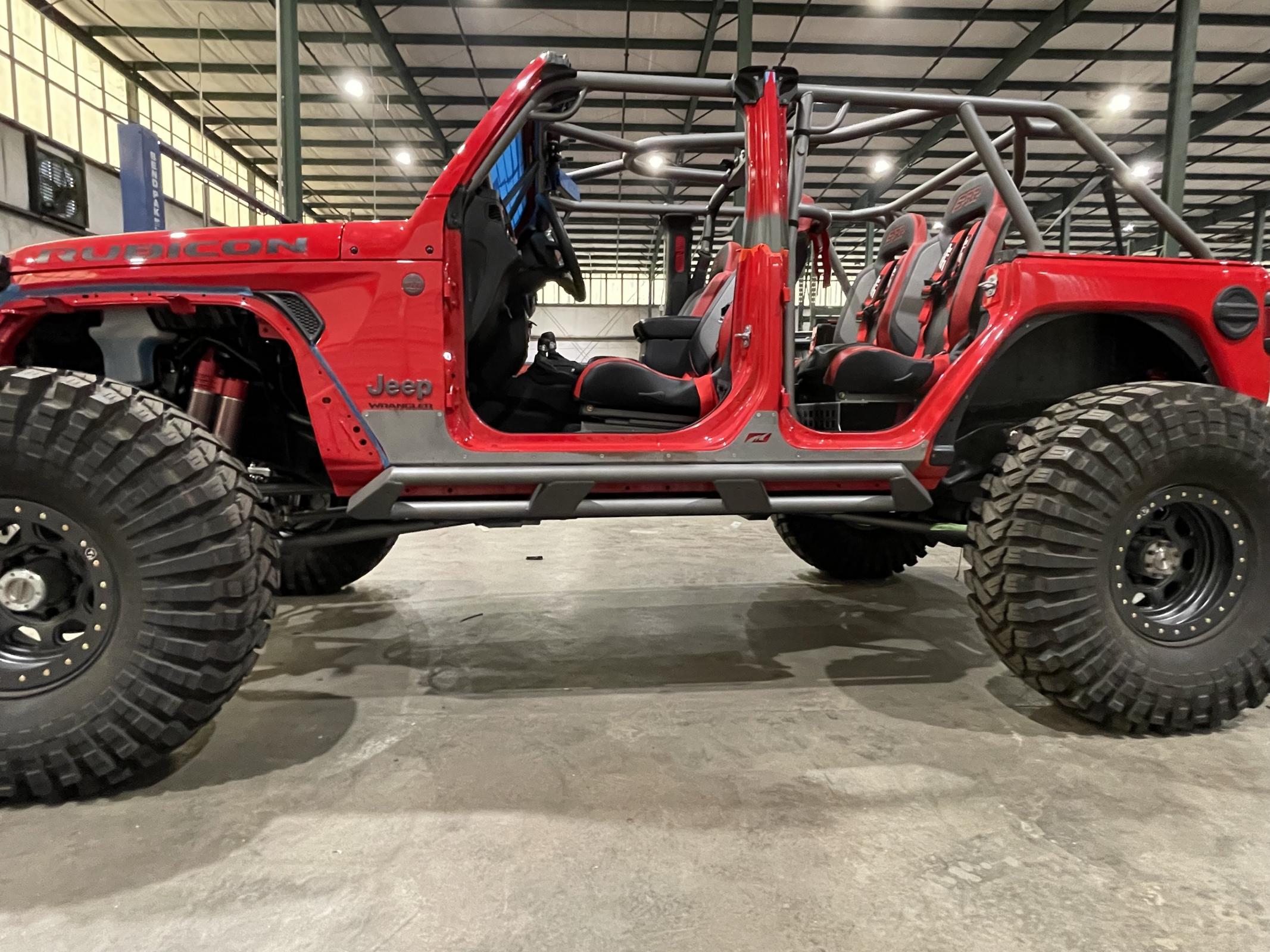 Frame Mounted Rocker Guards For 4 Door Jeep JL Bare Steel Motobilt