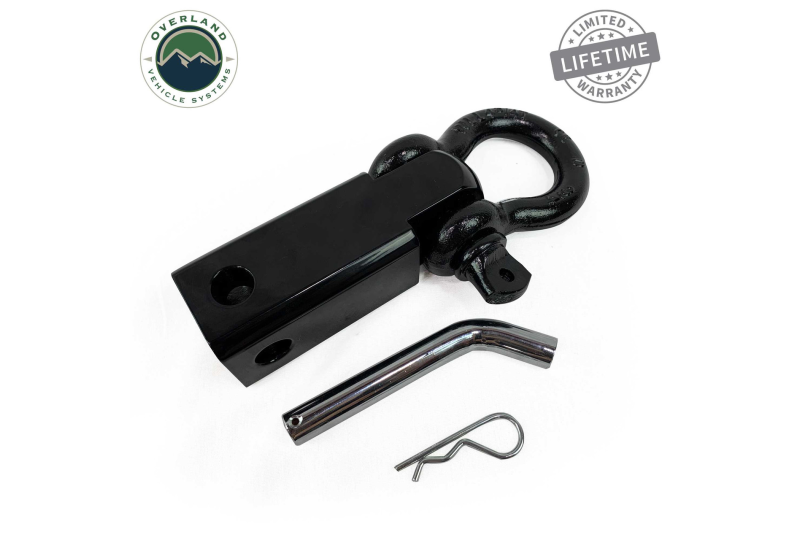 OVS 3/4 4.75T Receiver Shackle: Dual Hole, Pin, Clip - Black