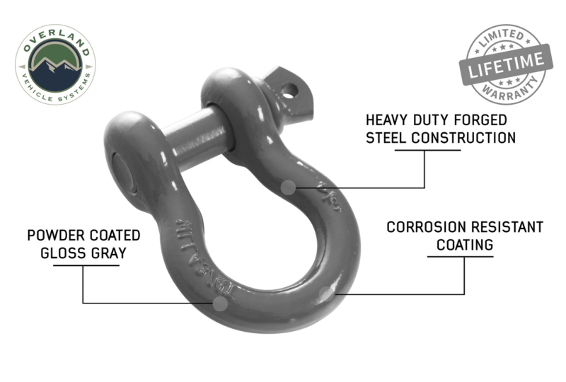 OVS Recovery Shackle 3/4" 4.75 Ton - Gray