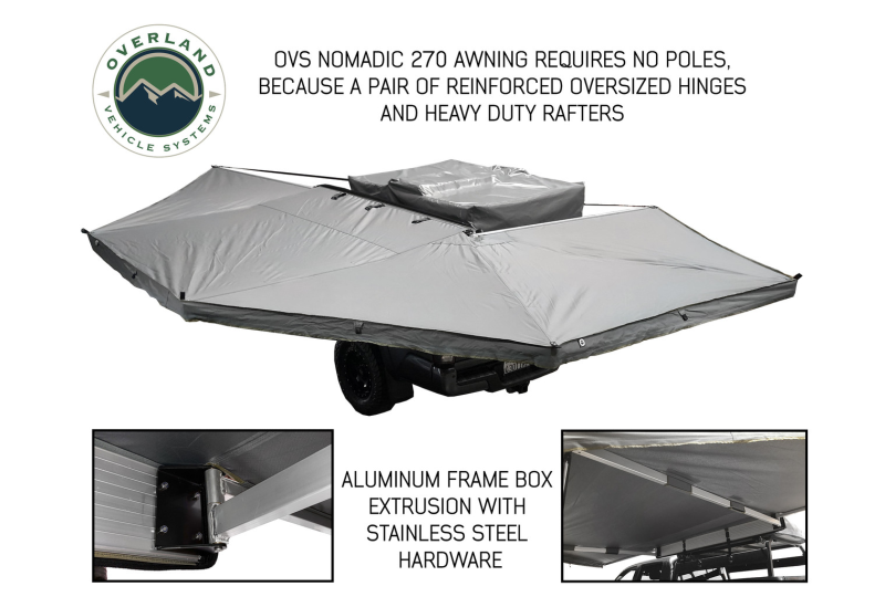OVS Nomadic 270 Awning - Driver, Grey/Green, Black Cover