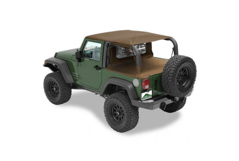 Jeep JK Cab Curtain 07-18 Wrangler JK 2 Door Vinyl Khaki Diamond Pavement Ends By Bestop