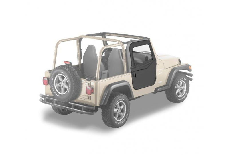 Jeep TJ Fabric Doors 2-Pc Factory Soft Top/Any Bestop 97-06 Jeep Wrangler TJ/TJ Unlimited Black Denim Pair Bestop
