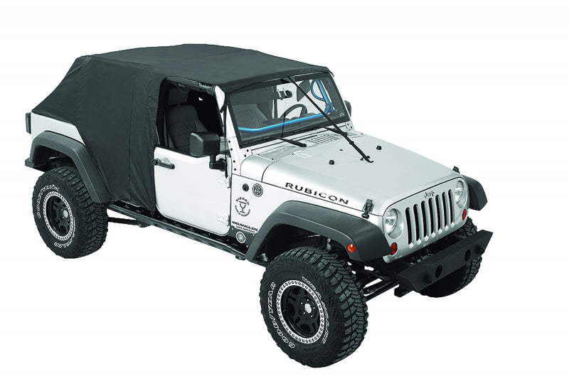 Jeep JK Emergency Soft Top 07-18 Jeep Wrangler JK 4 Door W/Rain Ponchos and Storage Sack Black PVC Pavement Ends By Bestop