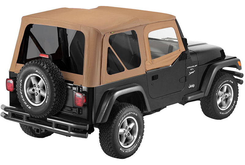 Bestop 79124-37 - Sailcloth Replace-A-Top for 1997-2002 Jeep Wrangler TJ (2-Door); Spice, Tinted Windows, Upper Door Skins