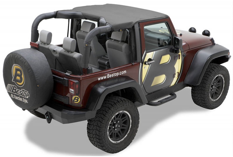 Bestop Header Bikini Targa-Style Top, Black Diamond; Wrangler JK 2-Door