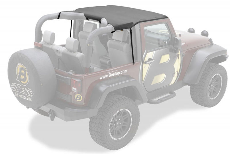 Bestop Header Bikini Targa-Style Top, Black Diamond; Wrangler JK 2-Door