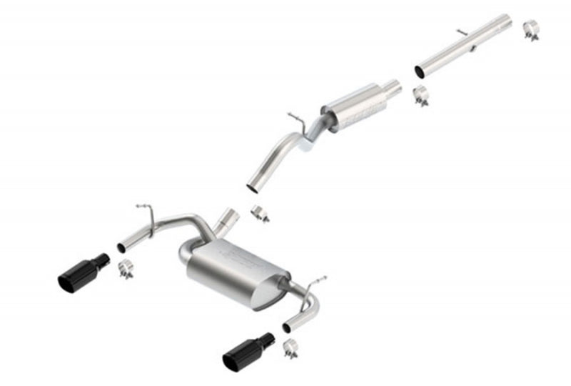 BORLA 140460BC T-304 Stainless Steel Cat-Back Split Rear System - Black Chrome Tip