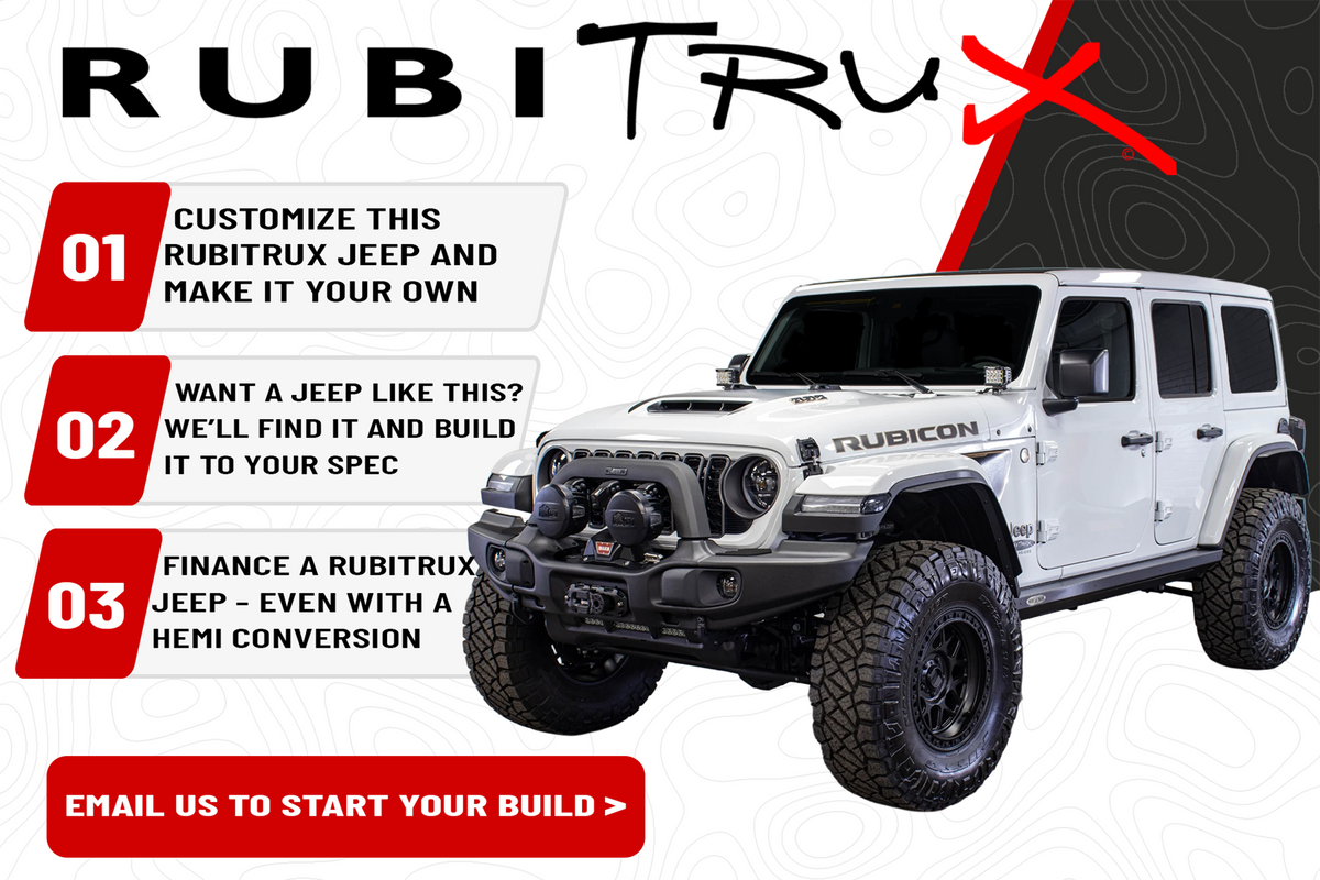 RubiTrux custom Jeep builds, vehicle sourcing, and financing options