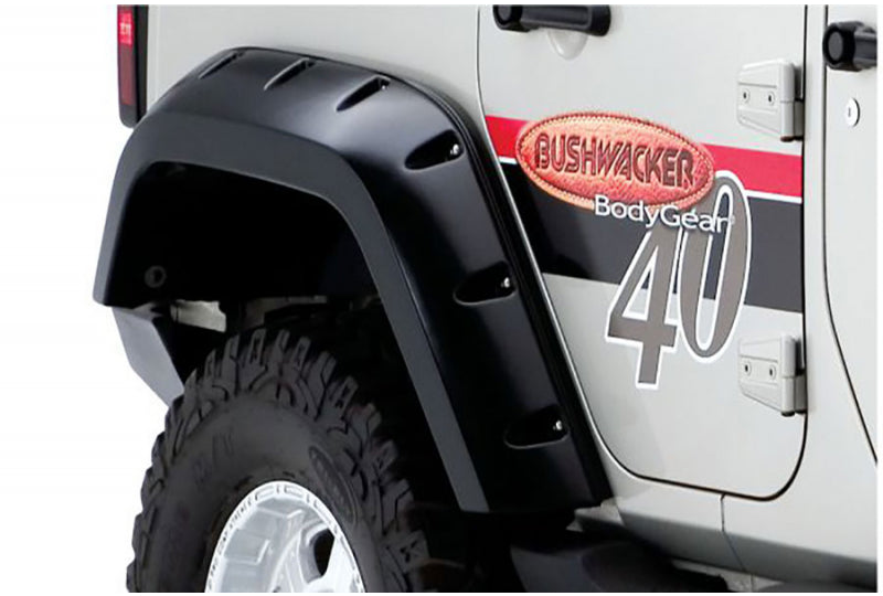 Bushwacker 10046-02 Extended Coverage Pocket Style Rear Fender Flares | 6.75" | Wrangler JK (2-Door)