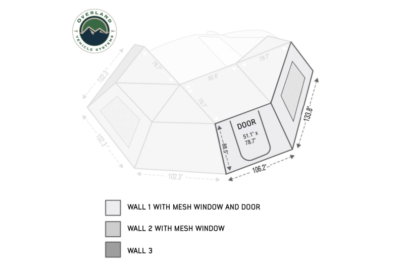 OVS HD Nomadic 270 Awning Wall 1 - Door, Window, Passenger