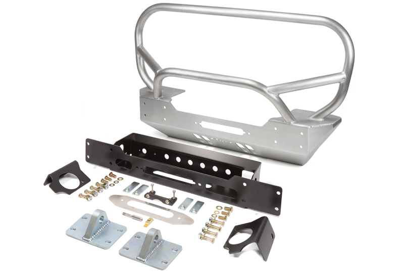 GenRight Low Profile Winch Guard w/ Grill Bar Front Bumper; Wrangler JK/JKU