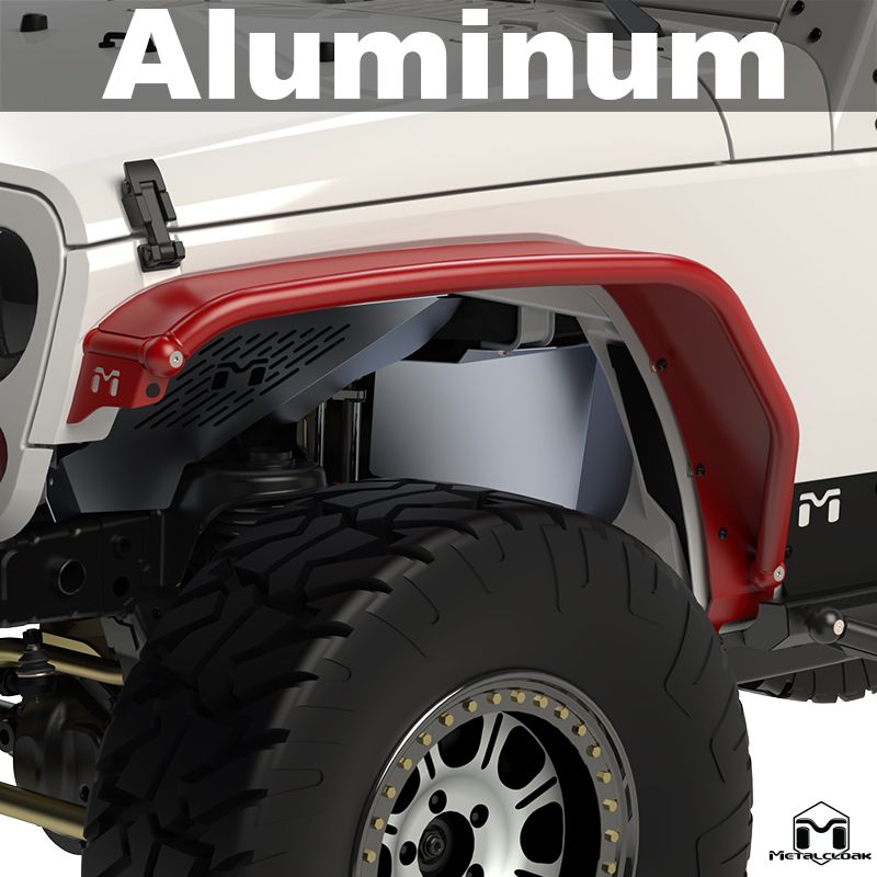 Metalcloak JK Wrangler Overland Tube Fender - Front - Aluminum - Bare Metal