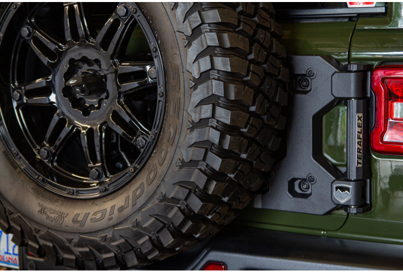 18-Up Wrangler JL Alpha HD Hinged Spare Tire Carrier & Adjustable Spare Tire Mount Kit 5x5 Inch TeraFlex