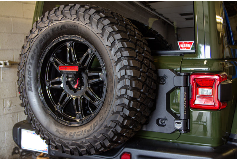 18-Up Wrangler JL Alpha HD Hinged Spare Tire Carrier & Adjustable Spare Tire Mount Kit 5x5 Inch TeraFlex