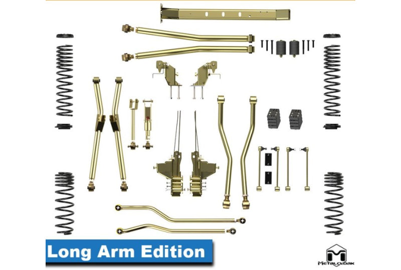 MetalCloak Lock-N-Load, Bolt-On Long Arm Suspension System 3.5"/4.5", Wrangler JL