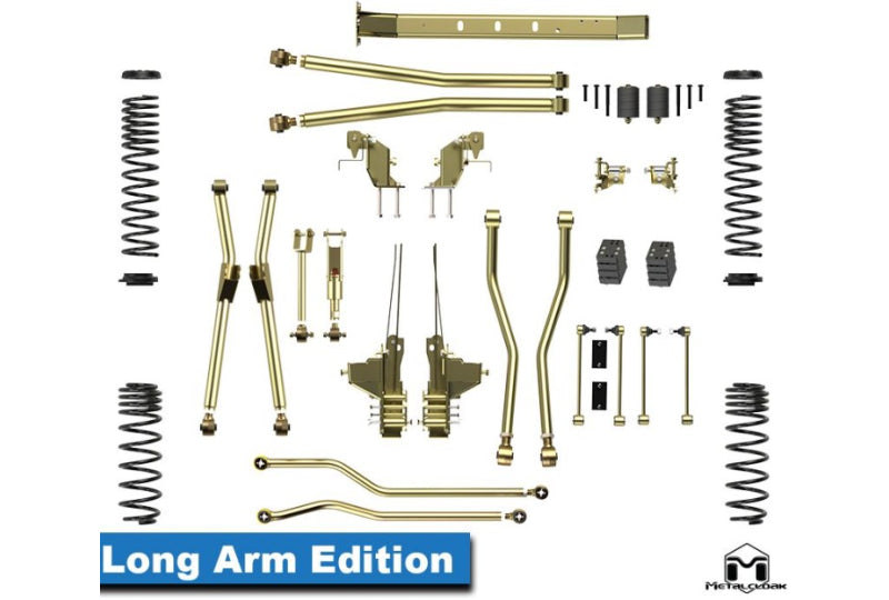 MetalCloak Lock-N-Load, Bolt-On Long Arm Suspension System 3.5"/4.5", Wrangler JL
