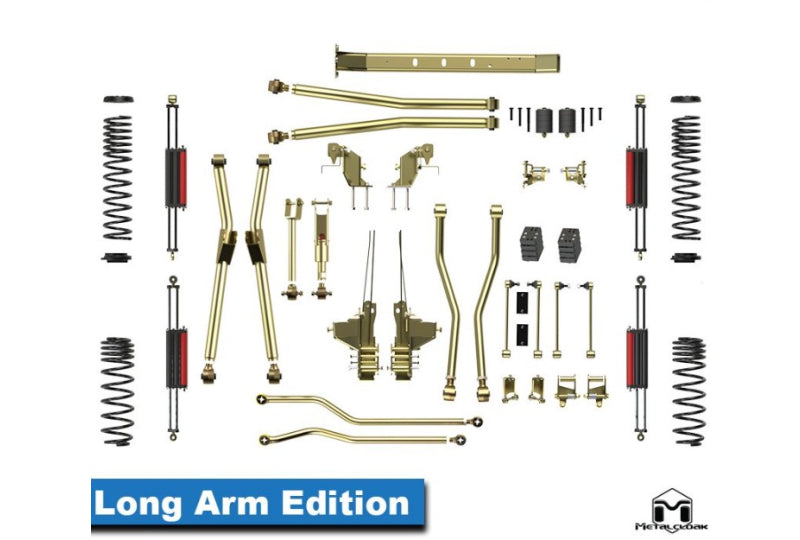 MetalCloak Lock-N-Load, Bolt-On Long Arm Suspension System 3.5"/4.5", Wrangler JL