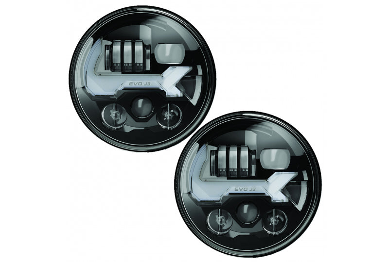 JW Speaker 8700 Evolution J3 Wrangler JK LED Headlight Pair ; Black