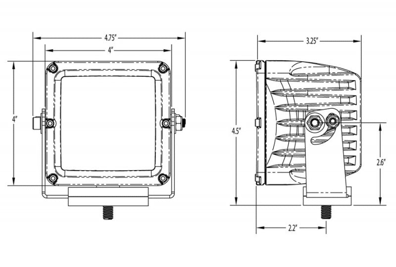 Rigid Industries Dually XL Series LED Light - Size Drawing