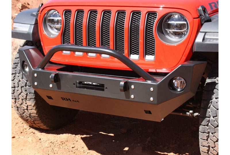 Rock Hard 4x4 Patriot Series Mid-Width Aluminum Front Bumper W/ Top Rail Mounted Winch Plate Wrangler JL & Gladiator JT