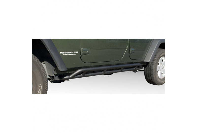 Rugged Ridge Black Rocker Guards; Wrangler JK Unlimited