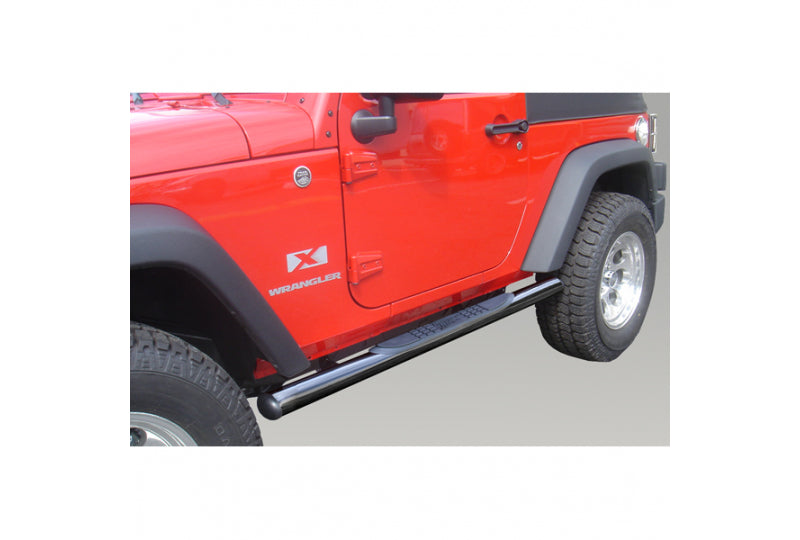 Rugged Ridge 11590.05 Round Tube Side Steps, 3 Inch, Black; 07-17 Jeep Wrangler JK