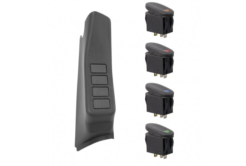 Rugged Ridge 17235.87 A-Pillar 4 Switch Pod Kit, Black, RHD; 07-10 Jeep Wrangler JK