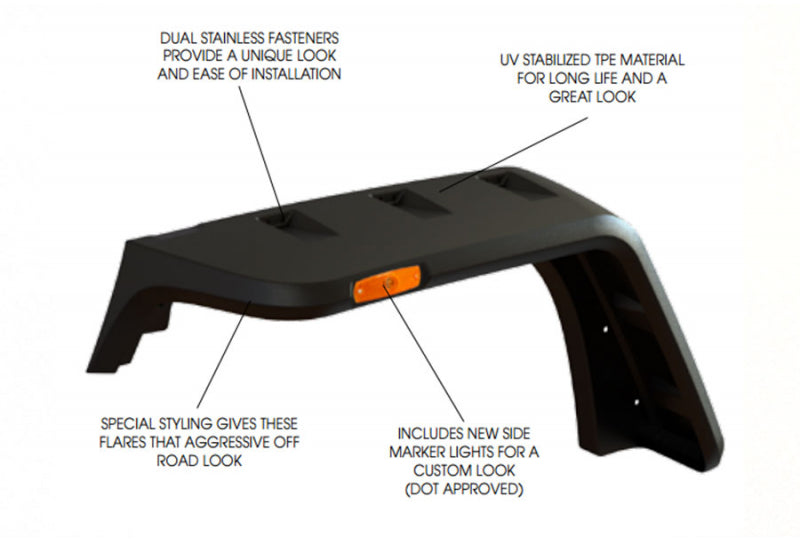 Rugged Ridge Wrangler JK Hurricane Fender Flare Kit - Smooth Black Finish