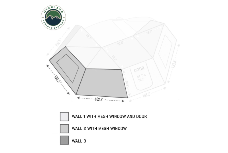 OVS Nomadic 270 Wall 2 w/Window - Passenger, Grey/Green