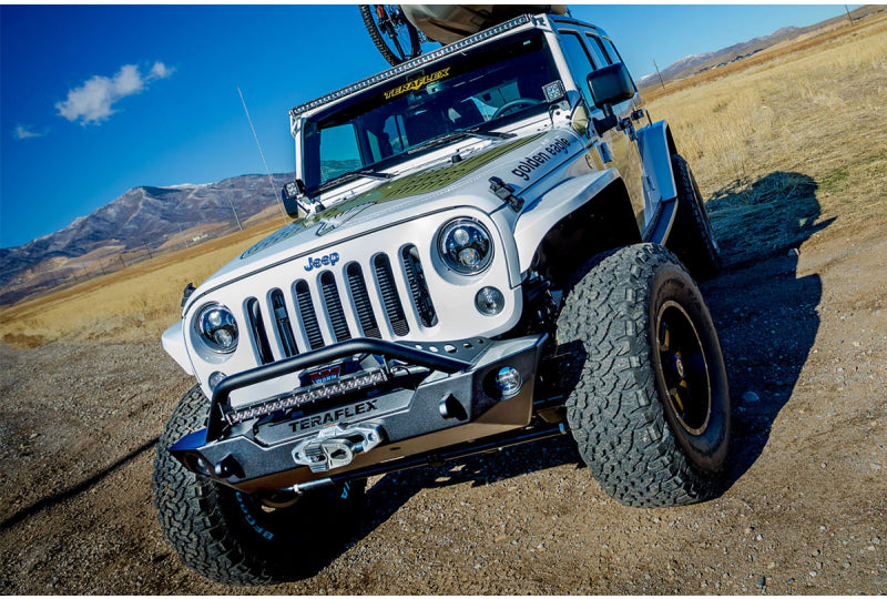 07-18 Wrangler JK RockGuard Epic Front Bumper w/ Hoop Offset Drum Winch TeraFlex