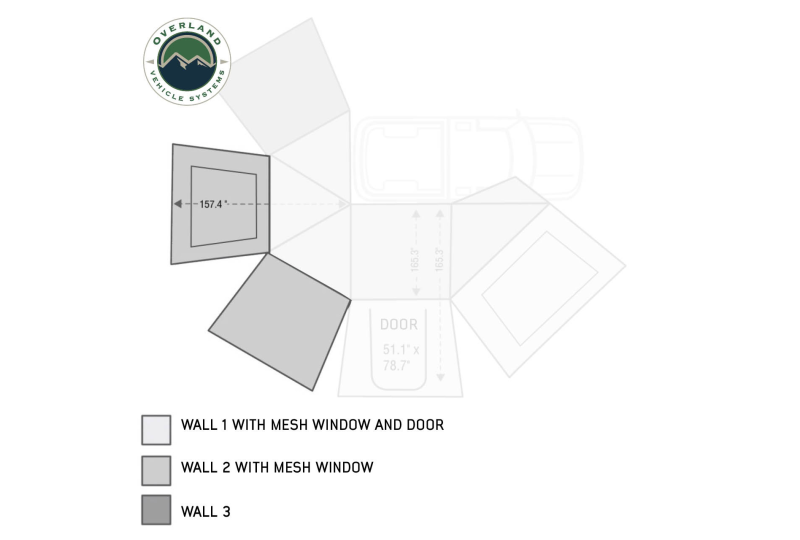 OVS Nomadic 270 Wall 2 w/Window - Passenger, Grey/Green